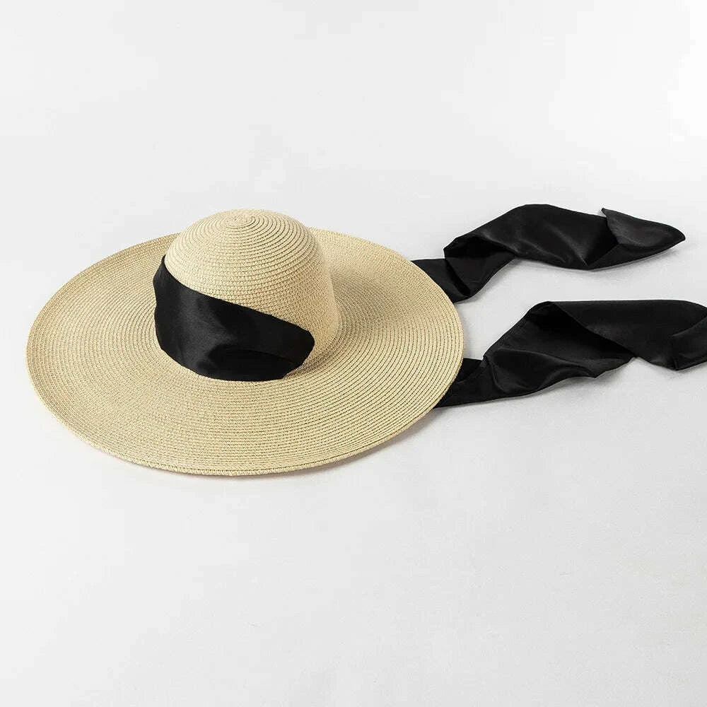 USPOP New Fashion Casual Wide Strap Dome Straw Hat for Women Wide Brim Beach Hat