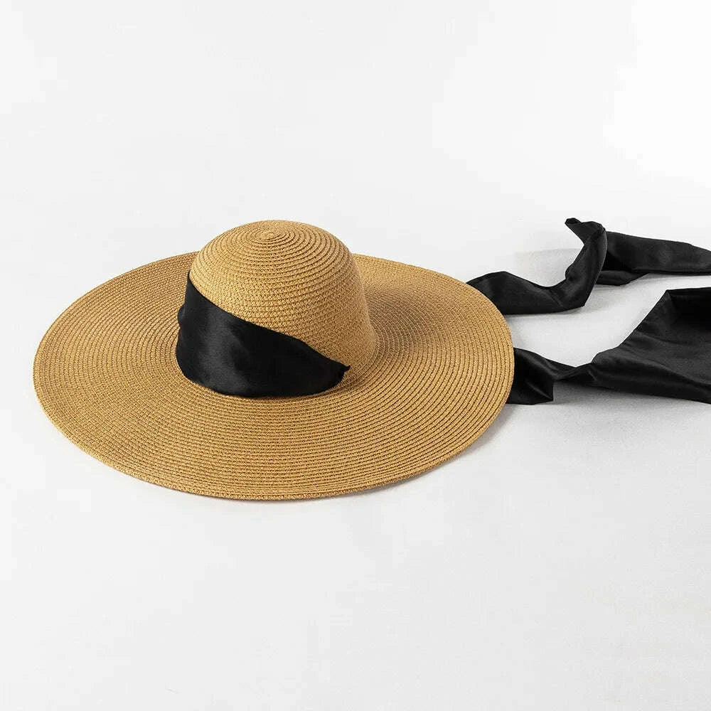 USPOP New Fashion Casual Wide Strap Dome Straw Hat for Women Wide Brim Beach Hat