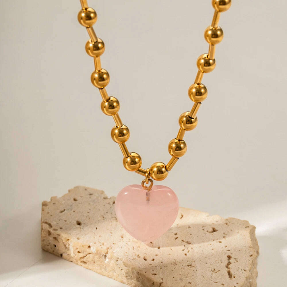 Uworld Minimalist Jewelry 18K Gold Plated Stainless Steel Round Ball Beads Chain Necklace for Women collares para mujer 2023 - KIMLUD