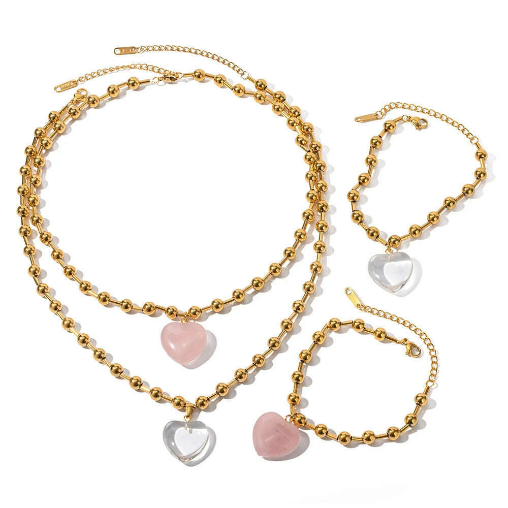 Uworld Minimalist Jewelry 18K Gold Plated Stainless Steel Round Ball Beads Chain Necklace for Women collares para mujer 2023 - KIMLUD