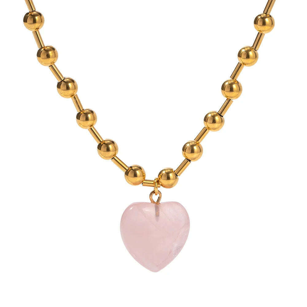 Uworld Minimalist Jewelry 18K Gold Plated Stainless Steel Round Ball Beads Chain Necklace for Women collares para mujer 2023 - KIMLUD