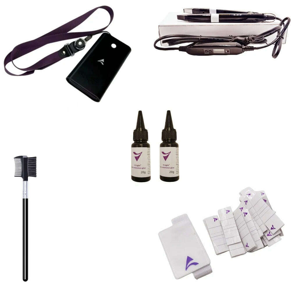 KIMLUD, V-Light Technology Hair Extension Set Wig Hair Piece Real Hair Fast Grafting Tool Firm and Traceless tape Hair Extension Tools, whole set and glue 1 / CHINA, KIMLUD APPAREL - Womens Clothes