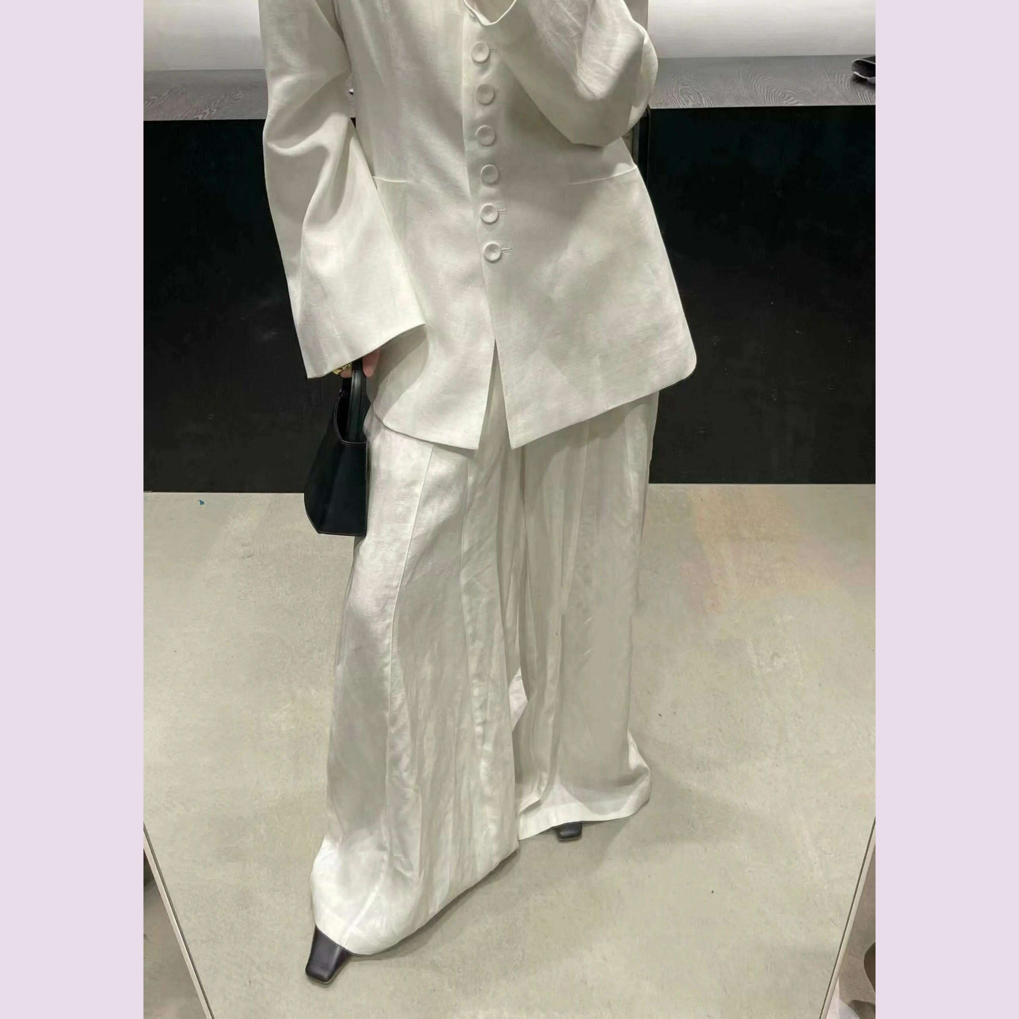 V-neck single breasted suit with waistband and three-dimensional cut suit jacket for women - KIMLUD