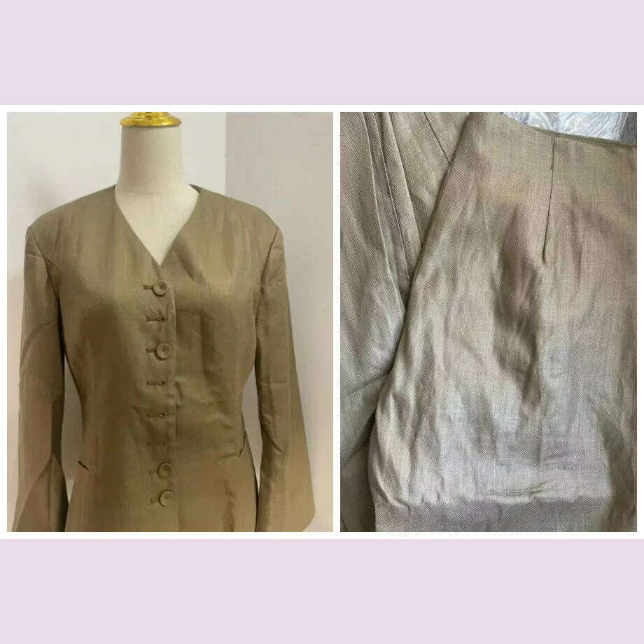 V-neck single breasted suit with waistband and three-dimensional cut suit jacket for women - KIMLUD