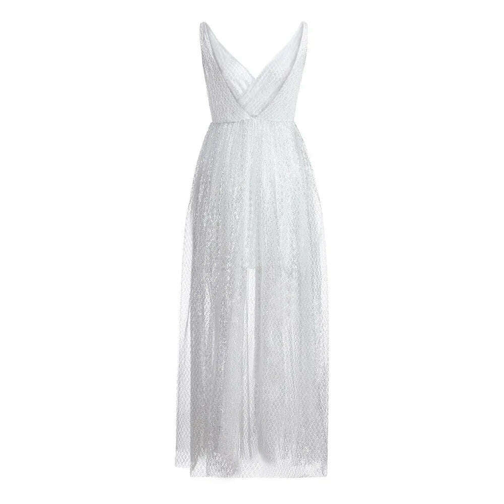 KIMLUD, V Neck Sling Women'S Dress Sexy Women Party Maxi Long Soild Sleeveless Solid Female Elegant Party Evening Prom Gala Vestidos, KIMLUD Womens Clothes