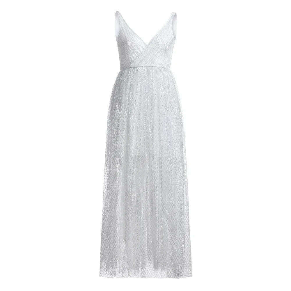 KIMLUD, V Neck Sling Women'S Dress Sexy Women Party Maxi Long Soild Sleeveless Solid Female Elegant Party Evening Prom Gala Vestidos, KIMLUD Womens Clothes