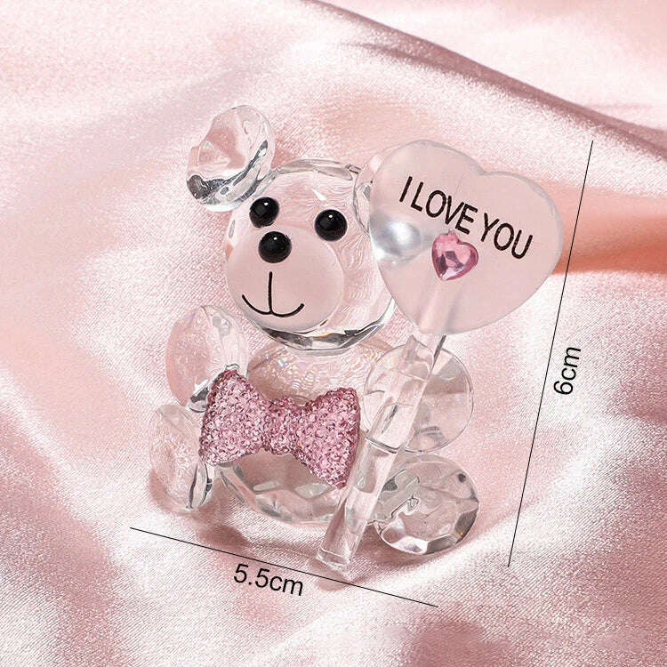 Valentines Day Gift I Love You Crystal Bear Artificial Rose Flowers Teacher Mothers Day Wedding Birthday Party Gifts for guests - KIMLUD