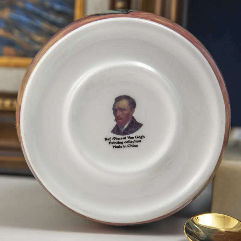 Van Gogh Ceramic Vase Bone China Pastoral Style Apricot Tree Home Decor Table Decoration Accessories - KIMLUD