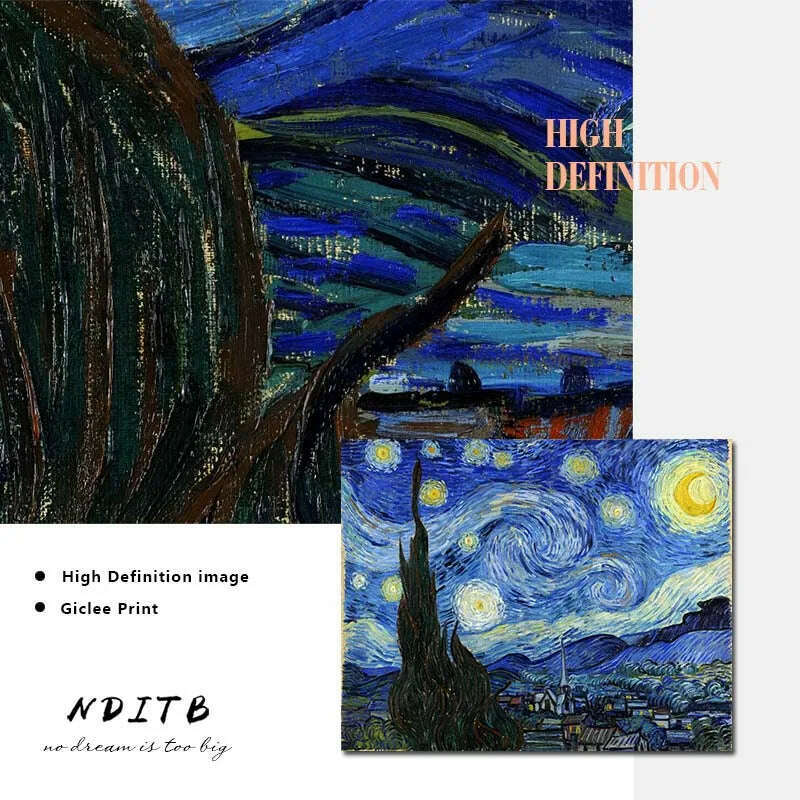 KIMLUD, Van Gogh Starry Night Abstract Landscape Canvas Poster Famous Classic Wall Art Print Decorative Picture Modern Living Room Decor, KIMLUD Womens Clothes