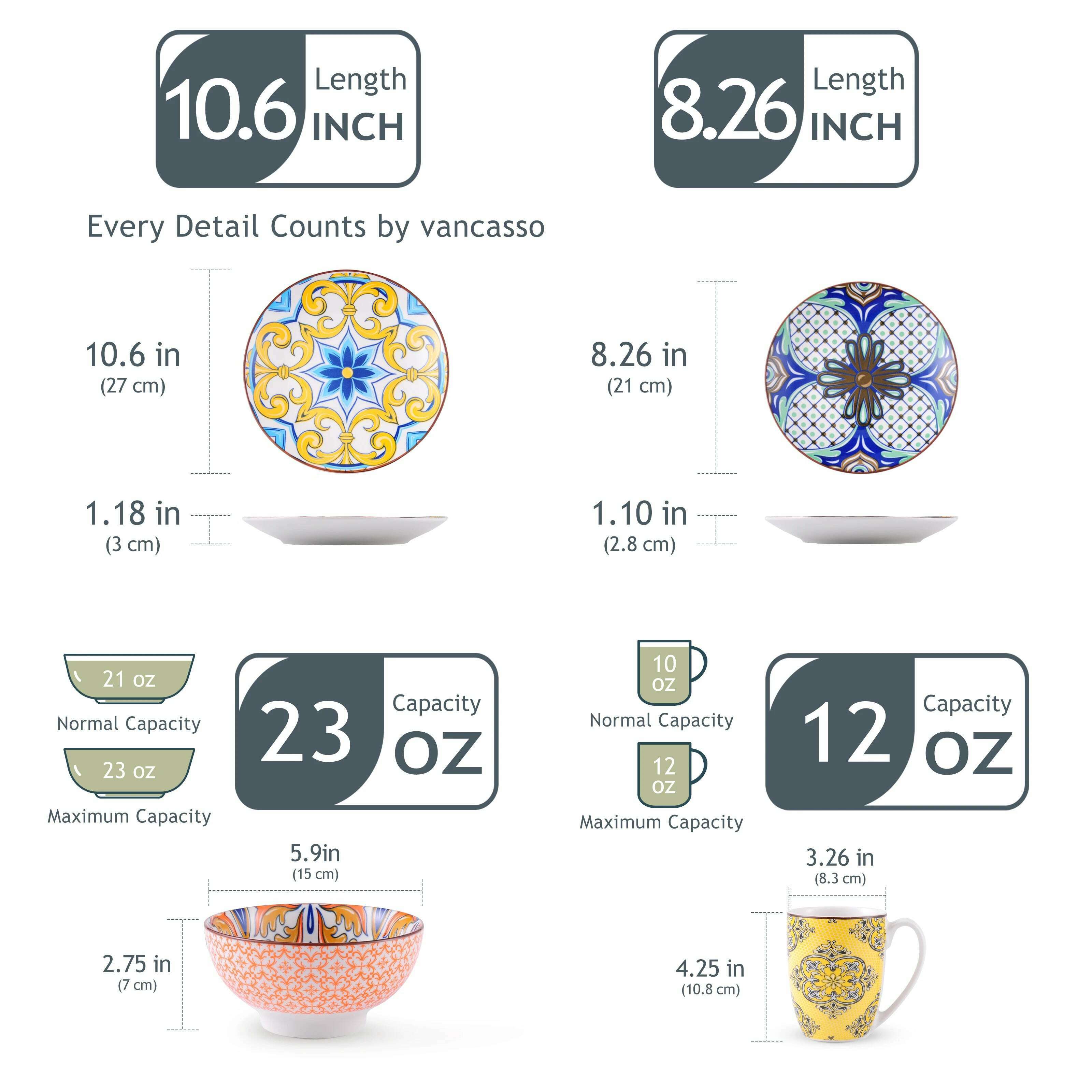 VANCASSO 16/32/48-Piece Jasmin Pattern Porcelain Tableware Dinnerware Dinner Set with Dinner Plate,Dessert Plate,Bowl,Mug Set - KIMLUD