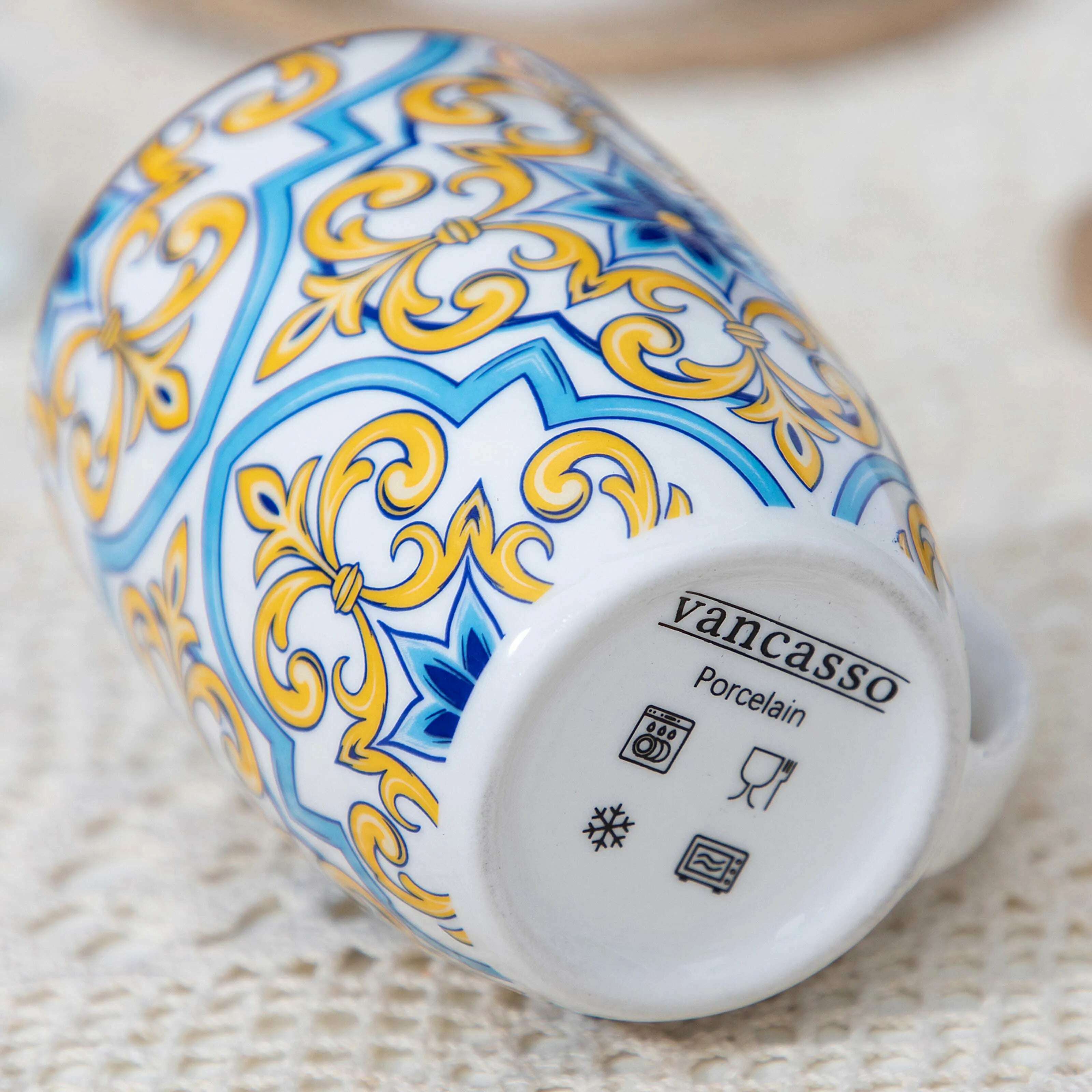 VANCASSO 16/32/48-Piece Jasmin Pattern Porcelain Tableware Dinnerware Dinner Set with Dinner Plate,Dessert Plate,Bowl,Mug Set - KIMLUD