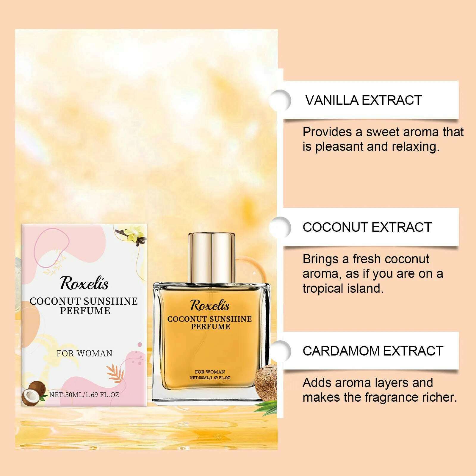 KIMLUD, Vanilla Perfume Spray Coconut Fragrance Lasting Aroma Exudes Elegant Charm Scent Fresh Natural Body Hair Mist Feminine Perfume, KIMLUD Womens Clothes