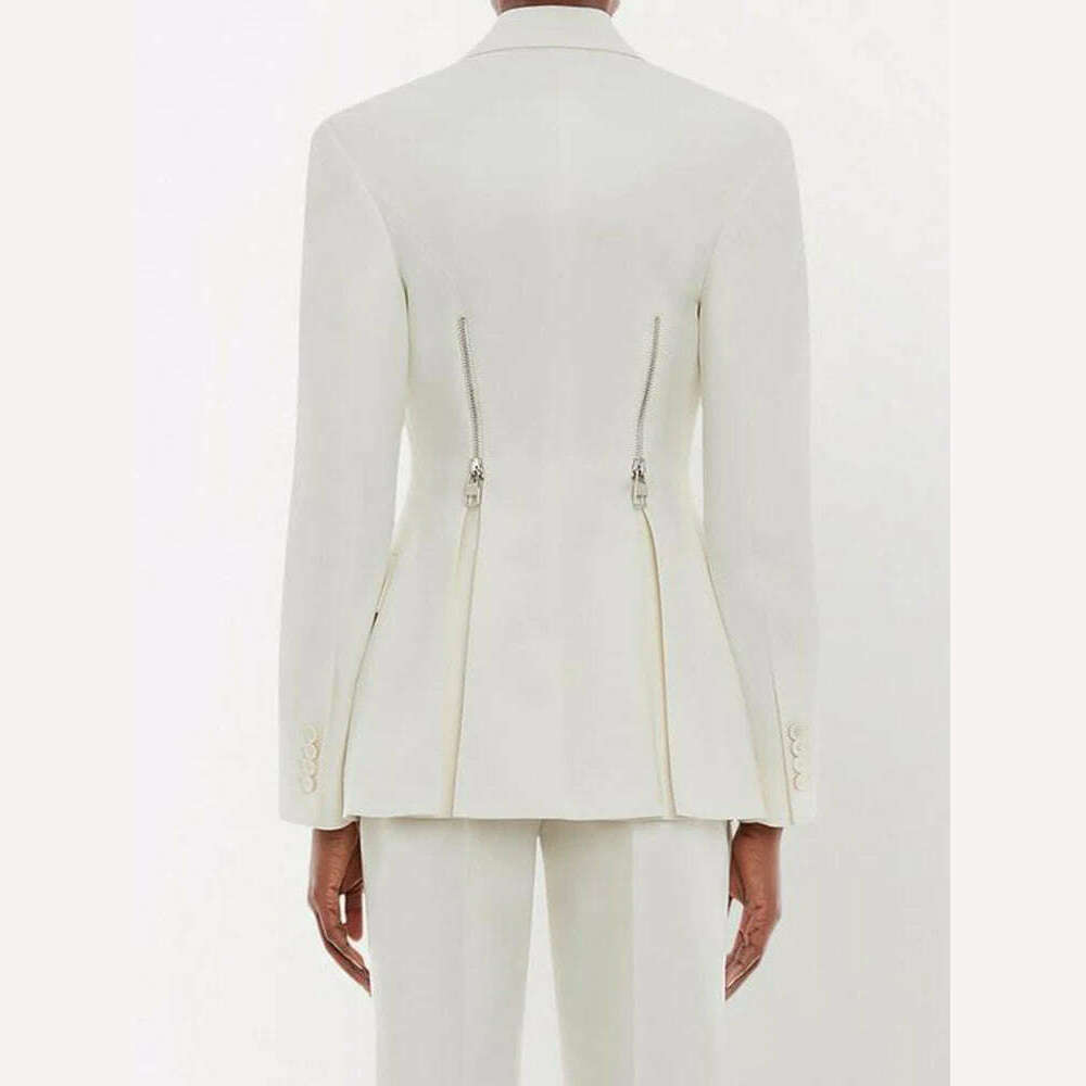 KIMLUD, VGH Casual Elegant Blazer For Women Notched Collar Long Sleeve Patchwork Zipper Solid Minimalist Slim Blazers Female Clothes New, KIMLUD Womens Clothes