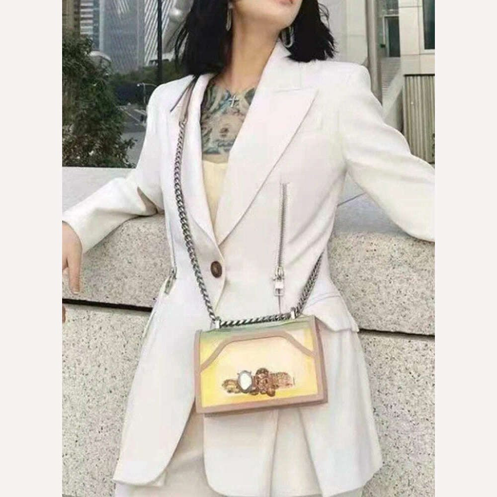 KIMLUD, VGH Casual Elegant Blazer For Women Notched Collar Long Sleeve Patchwork Zipper Solid Minimalist Slim Blazers Female Clothes New, KIMLUD Womens Clothes