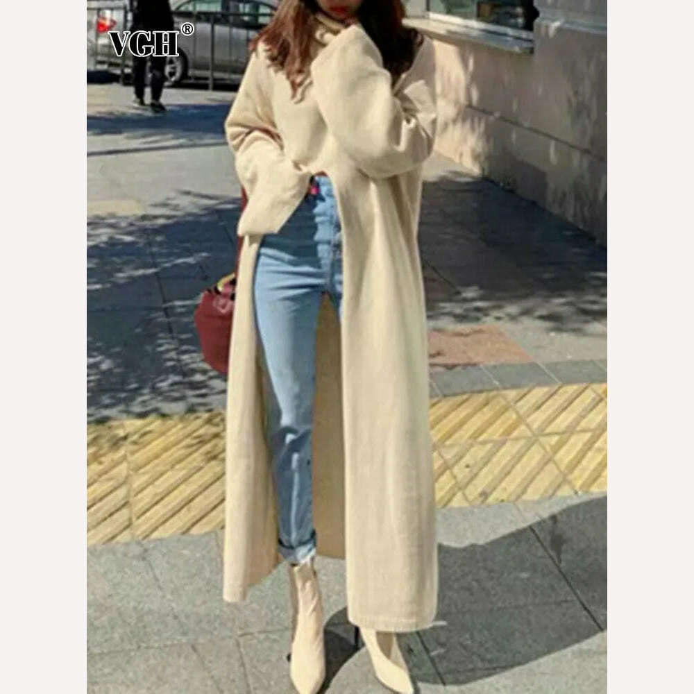 KIMLUD, VGH Elegant Sweater For Women Turtleneck Long Sleeve High Waist Asymmetric Spilt Thick Sweaters Female 2020 Winner Fashion New, KIMLUD Womens Clothes