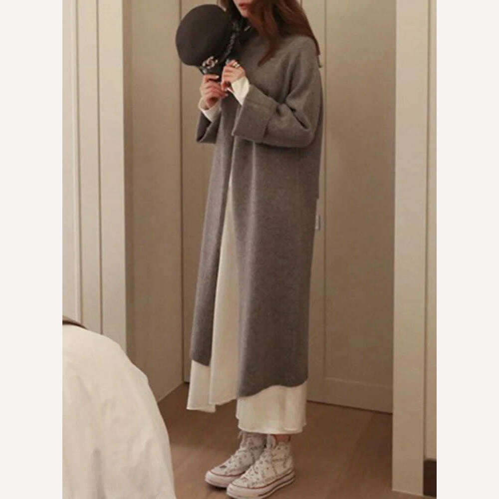 KIMLUD, VGH Elegant Sweater For Women Turtleneck Long Sleeve High Waist Asymmetric Spilt Thick Sweaters Female 2020 Winner Fashion New, KIMLUD Womens Clothes
