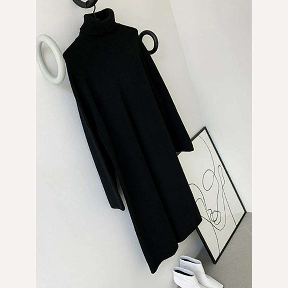 KIMLUD, VGH Elegant Sweater For Women Turtleneck Long Sleeve High Waist Asymmetric Spilt Thick Sweaters Female 2020 Winner Fashion New, KIMLUD Womens Clothes
