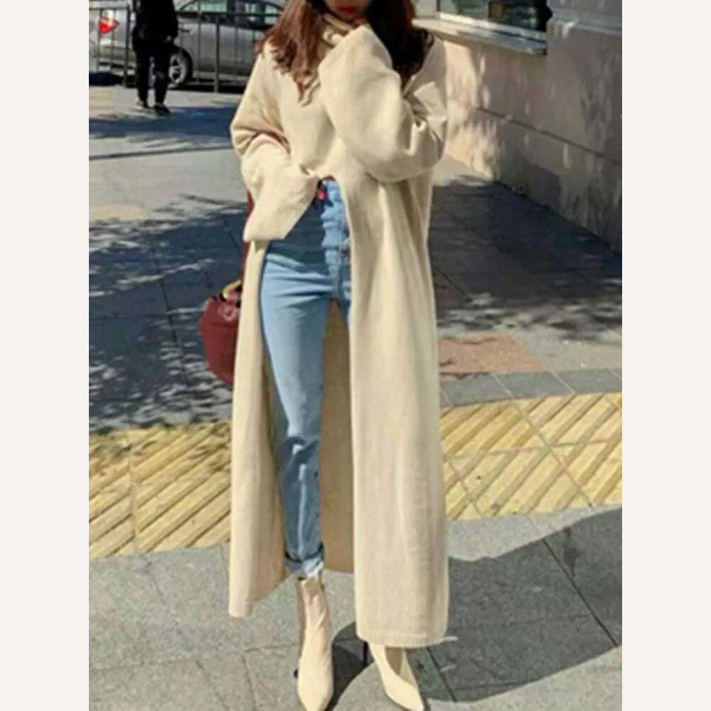 KIMLUD, VGH Elegant Sweater For Women Turtleneck Long Sleeve High Waist Asymmetric Spilt Thick Sweaters Female 2020 Winner Fashion New, KIMLUD Womens Clothes