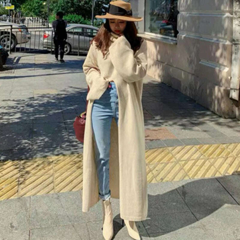 KIMLUD, VGH Elegant Sweater For Women Turtleneck Long Sleeve High Waist Asymmetric Spilt Thick Sweaters Female 2020 Winner Fashion New, KIMLUD Womens Clothes