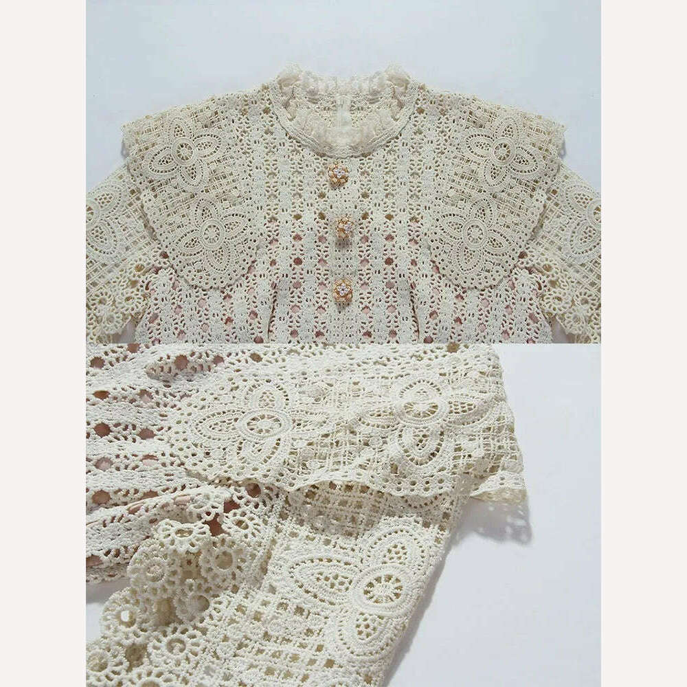 KIMLUD, VGH Embroidery Vintage Dresses For Women Stand Collar Long Sleeve High Waist Slimming Spliced Buttons Long Dress Female Spring, KIMLUD Womens Clothes