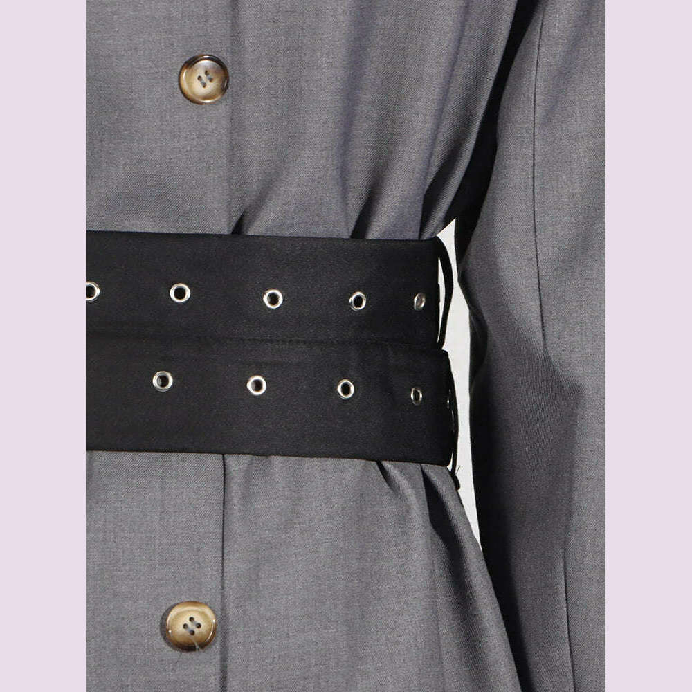 KIMLUD, VGH Patchwork Belt Elegant Blazers For Women Notched Collar Long Sleeve Spliced Button Slimming Solid Blazer Female Style New, KIMLUD Womens Clothes