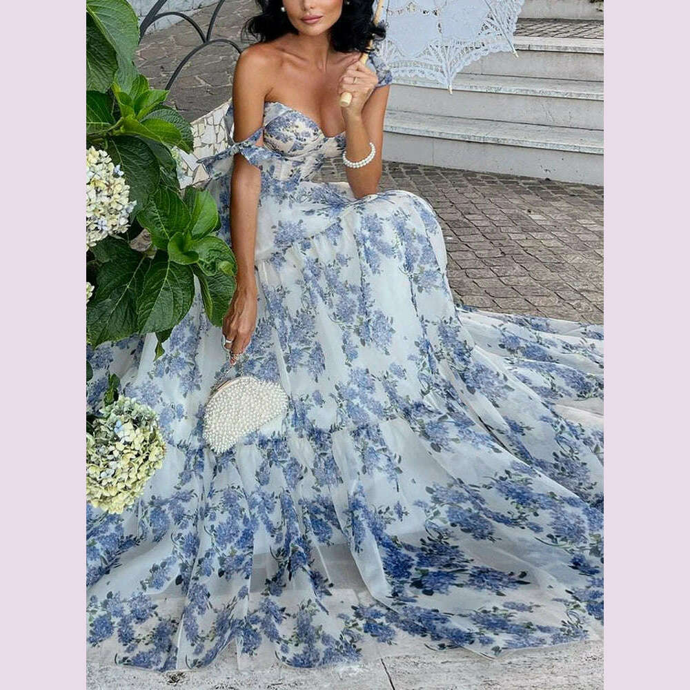 KIMLUD, VGH Patchwork Lace Up Printing Elegant Dresses For Women Square Collar Sleeveless High Waist Backless Temperament Dress Female, KIMLUD Womens Clothes