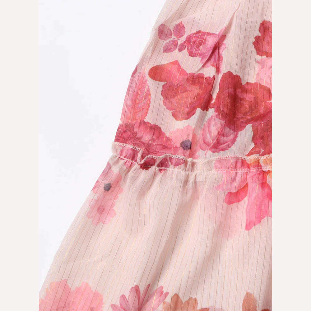 KIMLUD, VGH Patchwork Lace Up Printing Vintage Dresses For Women Round Neck Long Sleeve High Waist Spliced Button Elegant Dress Female, KIMLUD Womens Clothes