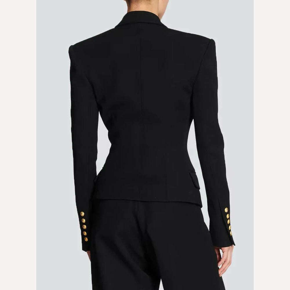 KIMLUD, VGH Spliced Diamonds Vintage Blazers For Women Notched Collar Long Sleeve Tunic Patchwork Double Breasted Solid Blazer Female, KIMLUD Womens Clothes