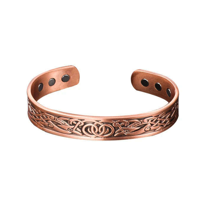 Viking Pure Copper Bracelet Men Energy Magnetic Adjustable Cuff Bracelet Femme Dragon Viking Wide Bracelets Bangles For Women - KIMLUD