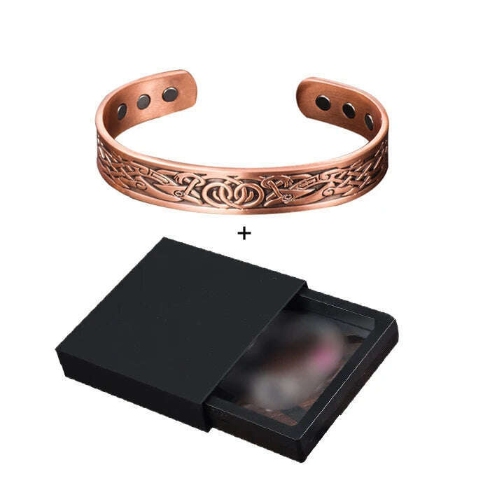 Viking Pure Copper Bracelet Men Energy Magnetic Adjustable Cuff Bracelet Femme Dragon Viking Wide Bracelets Bangles For Women - KIMLUD