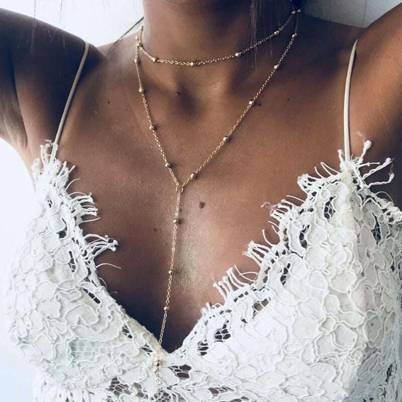 KIMLUD, Vintage 2023 New Pendant Gold Color Necklace For Women Boho Multi Layer Crystal Pendants Necklaces Party Wedding Gift Jewelry, KIMLUD Womens Clothes