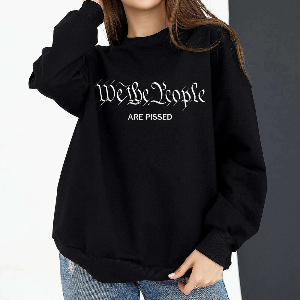 Vintage American Flag I Identify As A Pissed Off American Women Sweatshirt Fashion Long Sleeve O-neck Pullover Tops hoodies - KIMLUD