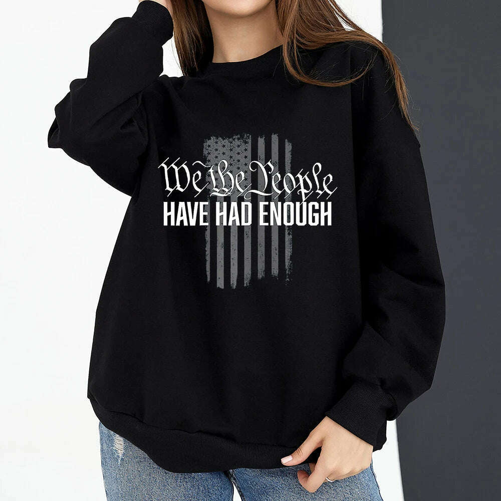 Vintage American Flag I Identify As A Pissed Off American Women Sweatshirt Fashion Long Sleeve O-neck Pullover Tops hoodies - KIMLUD