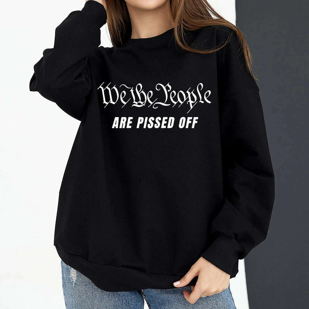 Vintage American Flag I Identify As A Pissed Off American Women Sweatshirt Fashion Long Sleeve O-neck Pullover Tops hoodies - KIMLUD