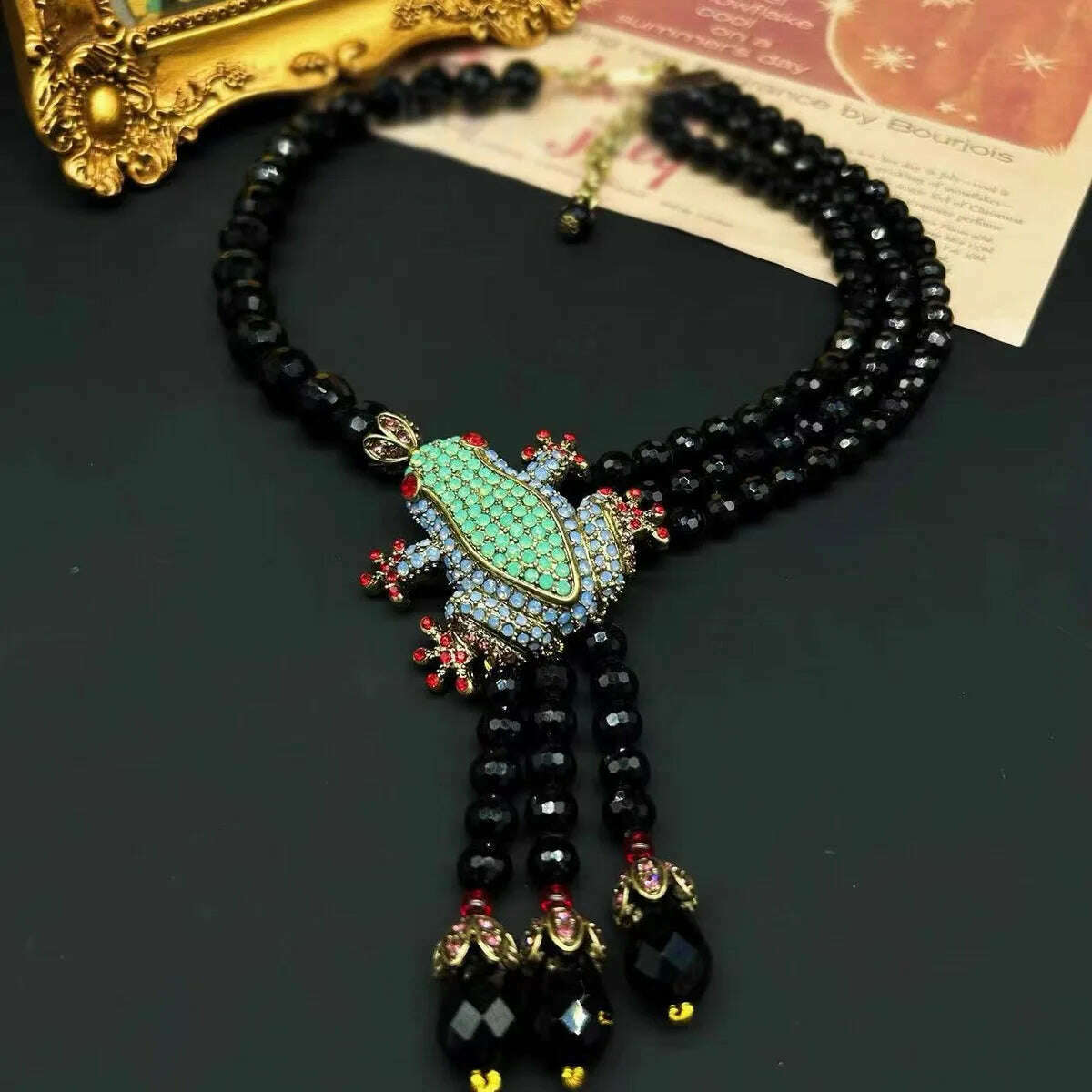 KIMLUD, Vintage Bohemian flowery animal frog set necklace earrings, KIMLUD Womens ClothesKIMLUD, Vintage Bohemian flowery animal frog set necklace earrings, Necklace, KIMLUD APPAREL - Womens Clothes