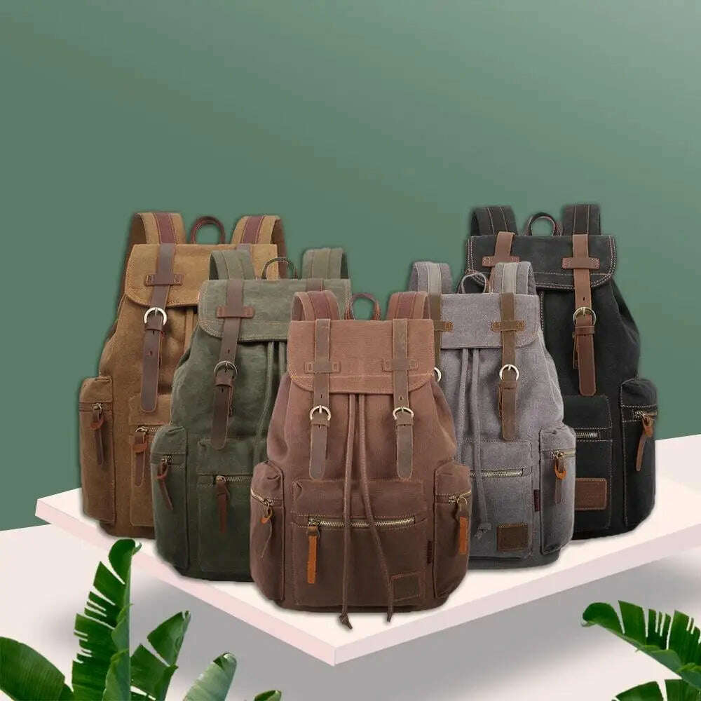 vintage canvas Backpacks Men And Women Bags Travel Students Casual For Hiking Travel Camping Backpack Mochila Masculina - KIMLUD