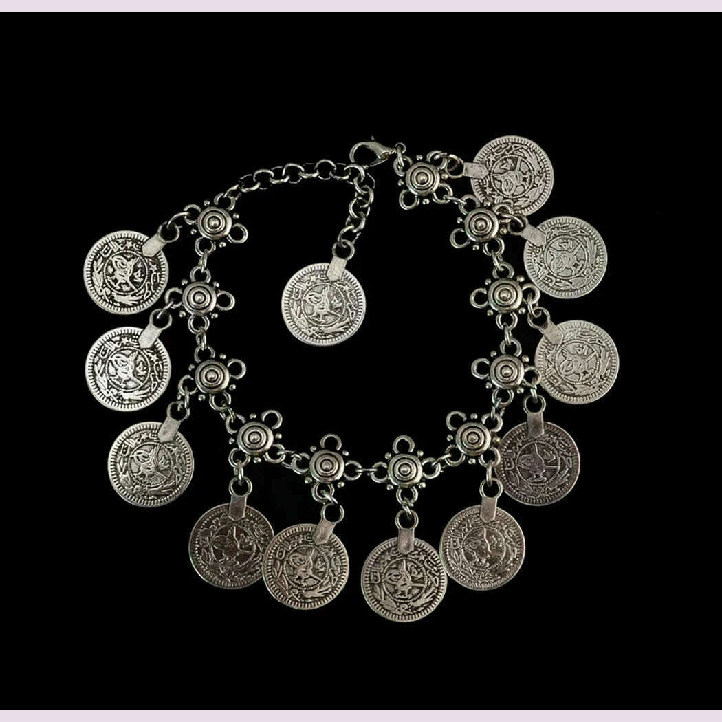 Vintage Coin Chain Tassel Bracelet for Women Bohemian Gypsy Ethnic Tribal Anklet Afghan Turkish Pakistan Indian Festival Jewelry - KIMLUD