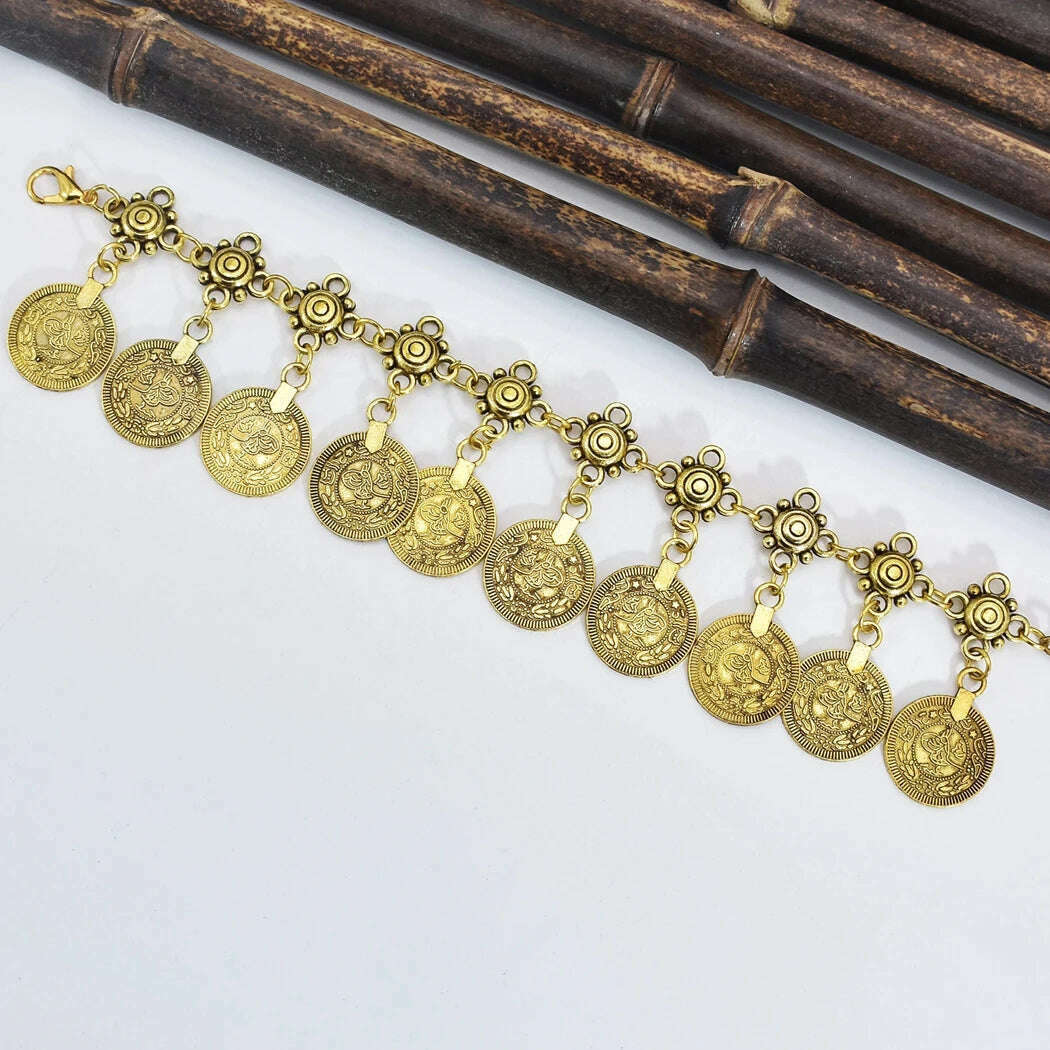 Vintage Coin Chain Tassel Bracelet for Women Bohemian Gypsy Ethnic Tribal Anklet Afghan Turkish Pakistan Indian Festival Jewelry - KIMLUD