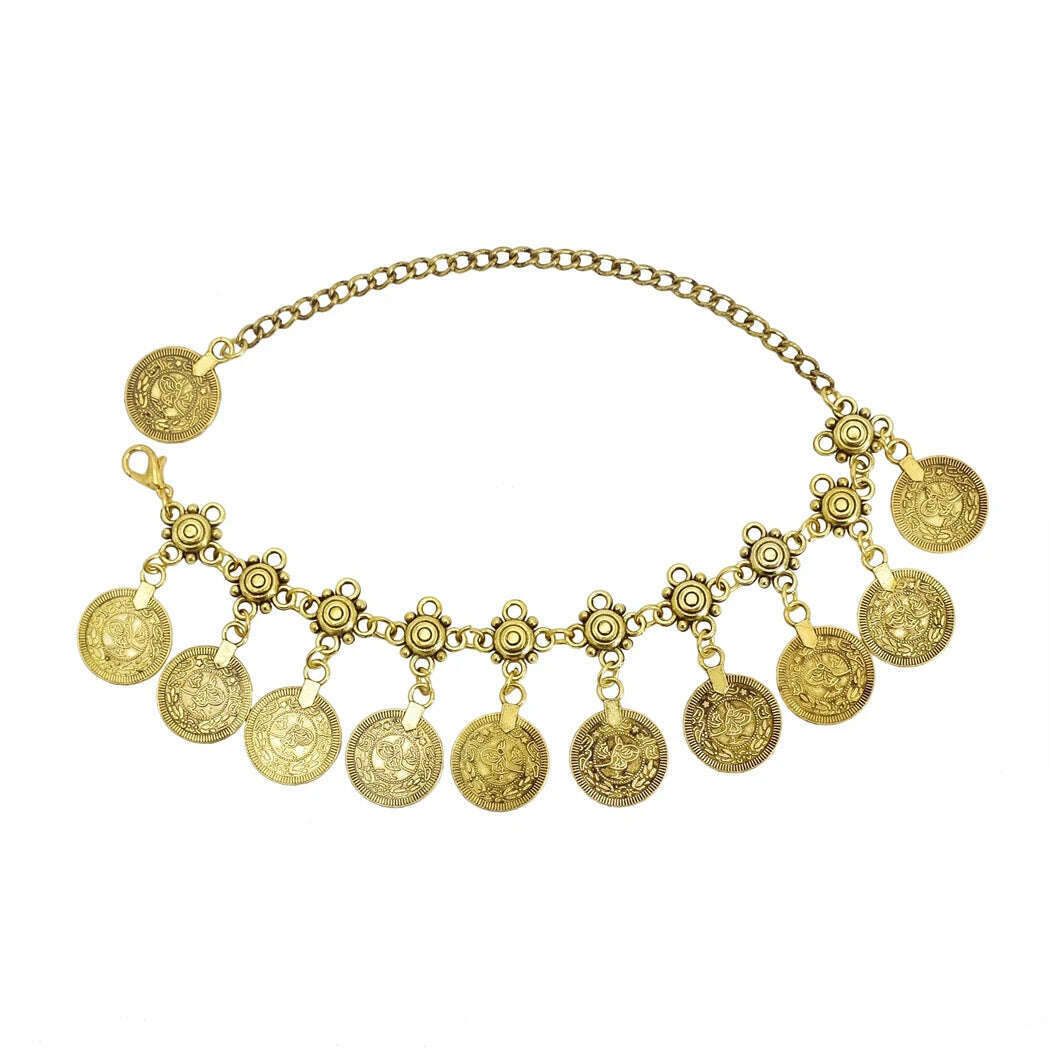 Vintage Coin Chain Tassel Bracelet for Women Bohemian Gypsy Ethnic Tribal Anklet Afghan Turkish Pakistan Indian Festival Jewelry - KIMLUD