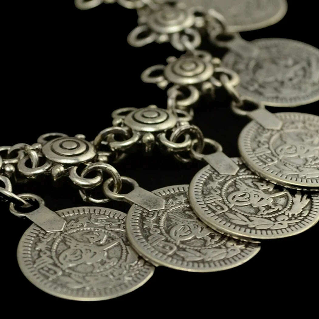 Vintage Coin Chain Tassel Bracelet for Women Bohemian Gypsy Ethnic Tribal Anklet Afghan Turkish Pakistan Indian Festival Jewelry - KIMLUD