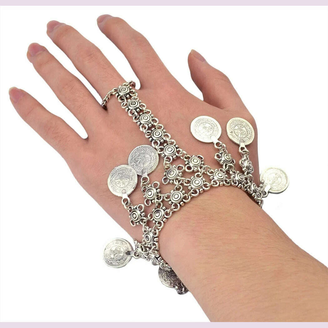 Vintage Coin Chain Tassel Bracelet for Women Bohemian Gypsy Ethnic Tribal Anklet Afghan Turkish Pakistan Indian Festival Jewelry - KIMLUD