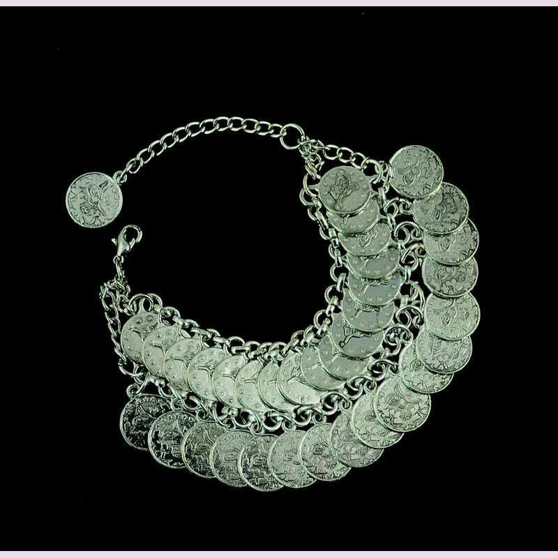 Vintage Coin Chain Tassel Bracelet for Women Bohemian Gypsy Ethnic Tribal Anklet Afghan Turkish Pakistan Indian Festival Jewelry - KIMLUD