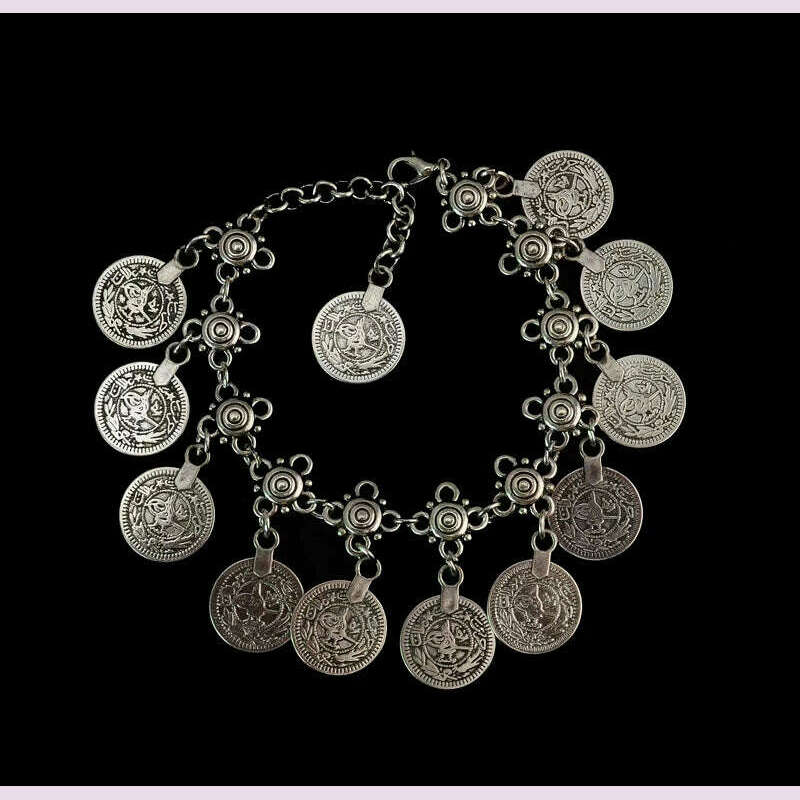 Vintage Coin Chain Tassel Bracelet for Women Bohemian Gypsy Ethnic Tribal Anklet Afghan Turkish Pakistan Indian Festival Jewelry - KIMLUD