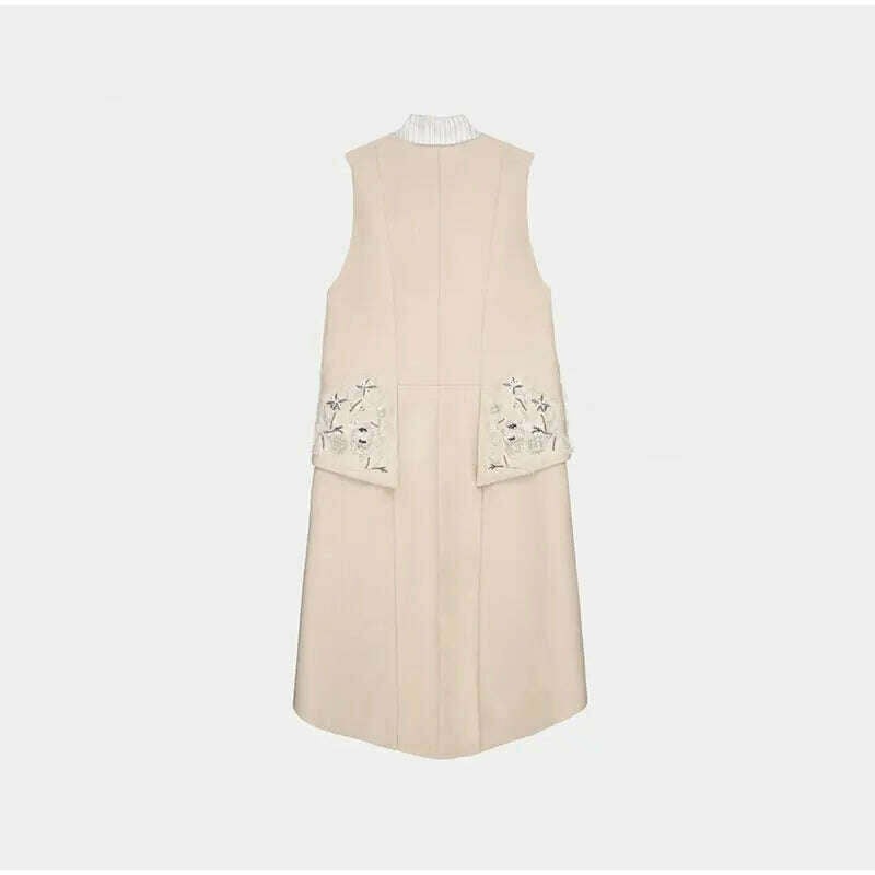 KIMLUD, Vintage Embroidery Single Breasted Coat For Women Fashion Stand Collar Long Sleeve Jacket Female Elegant High Street Overcoat, KIMLUD Womens Clothes