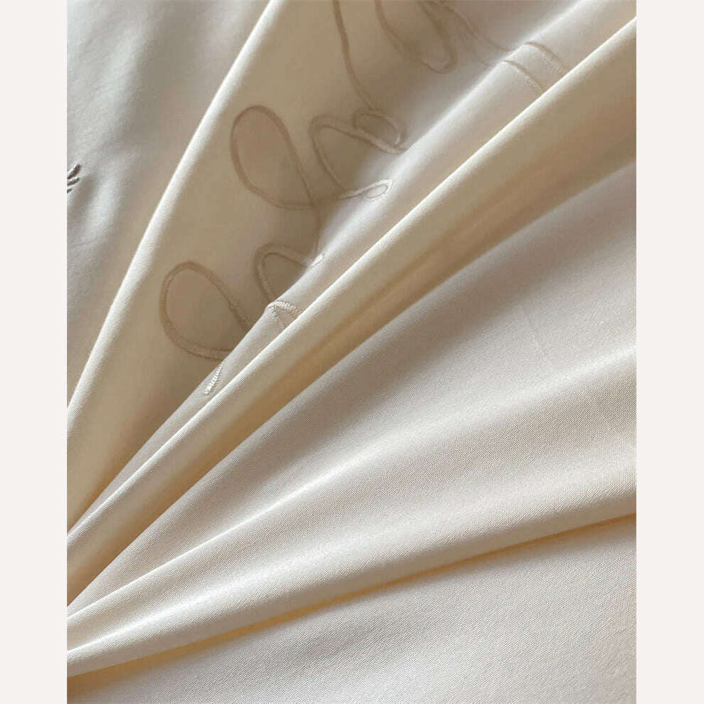 Vintage French Princess Bedding Set 1000TC Egyptian Cotton Flowers Embroidery Ruffles Duvet Cover Set Bed Sheet Pillowcases 4Pcs - KIMLUD