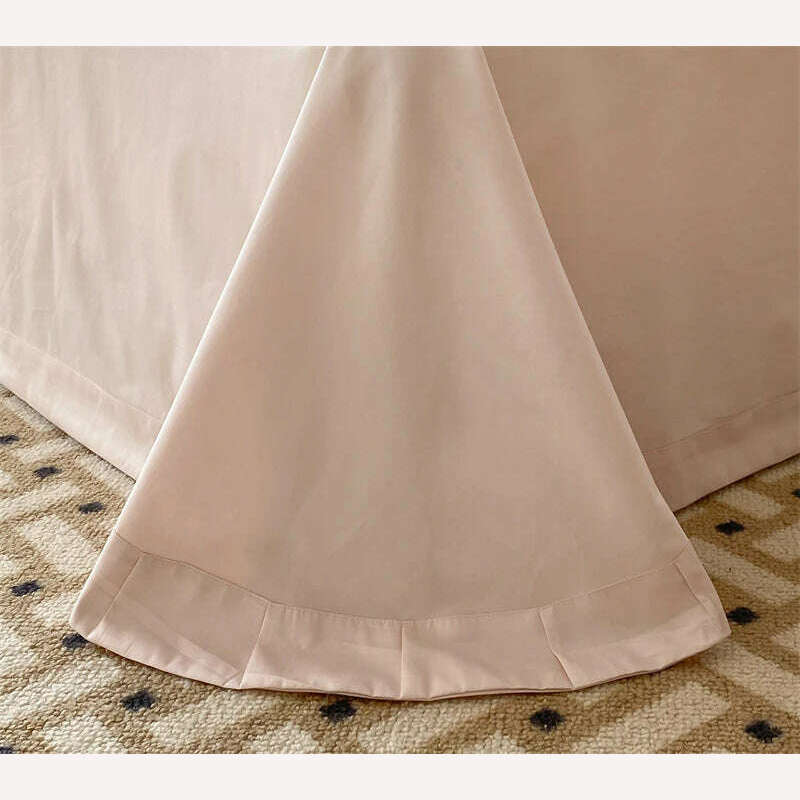 Vintage French Princess Bedding Set 1000TC Egyptian Cotton Flowers Embroidery Ruffles Duvet Cover Set Bed Sheet Pillowcases 4Pcs - KIMLUD