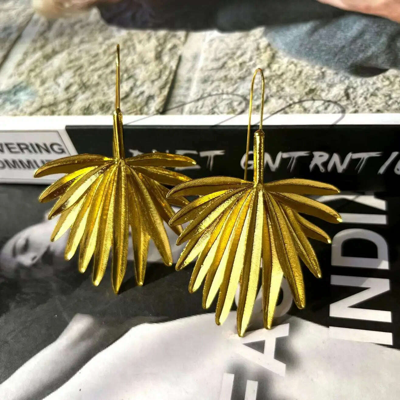 KIMLUD, Vintage Gold Color Ginkgo Leaf Earrings for Woman Party Casual Jewelry, e, KIMLUD APPAREL - Womens Clothes