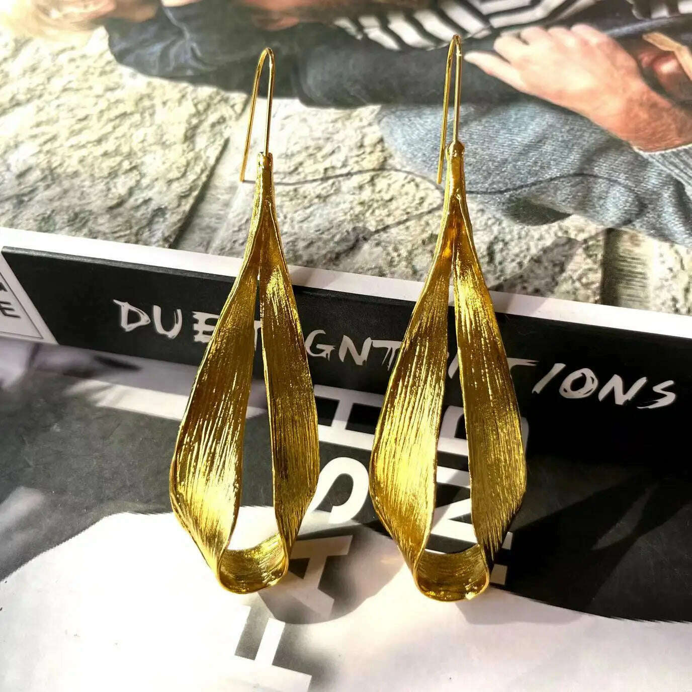 KIMLUD, Vintage Gold Color Ginkgo Leaf Earrings for Woman Party Casual Jewelry, f, KIMLUD APPAREL - Womens Clothes