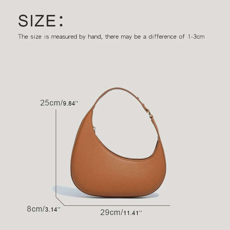 KIMLUD, Vintage Half Moon Bags For Women Luxury Designer Handbags And Purses 2024 New In PU Lychee texture Rivet Small Underarm Shoulder, KIMLUD Womens Clothes