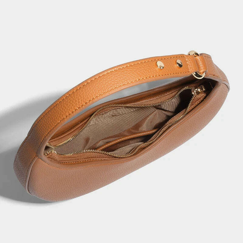 KIMLUD, Vintage Half Moon Bags For Women Luxury Designer Handbags And Purses 2024 New In PU Lychee texture Rivet Small Underarm Shoulder, KIMLUD Womens Clothes